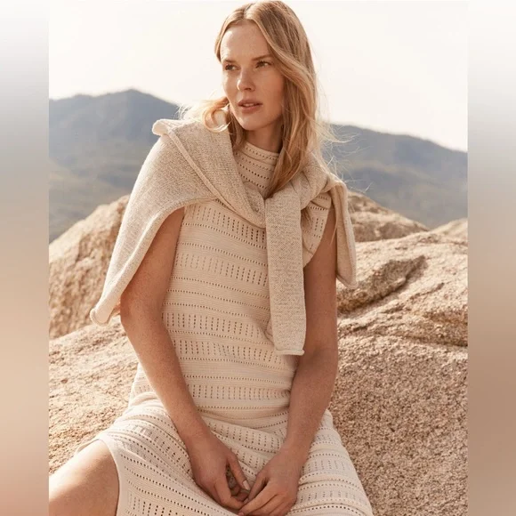 Haven Well Within Organic Cotton Open Stitch Funnel Neck Dress - Picture 3 of 5